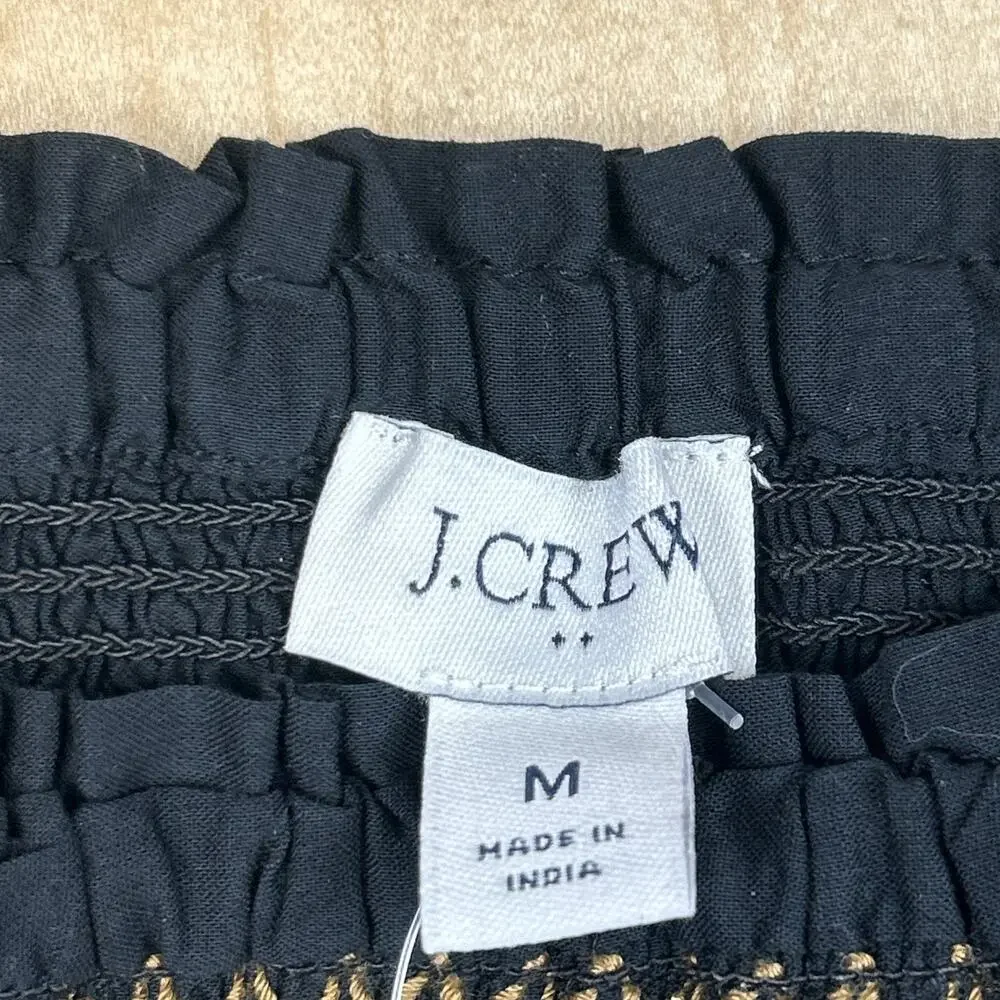 J.Crew Smocked Tiered Dress Women’s Medium Black Cotton Ruffle Straps NWT - Picture 5 of 11